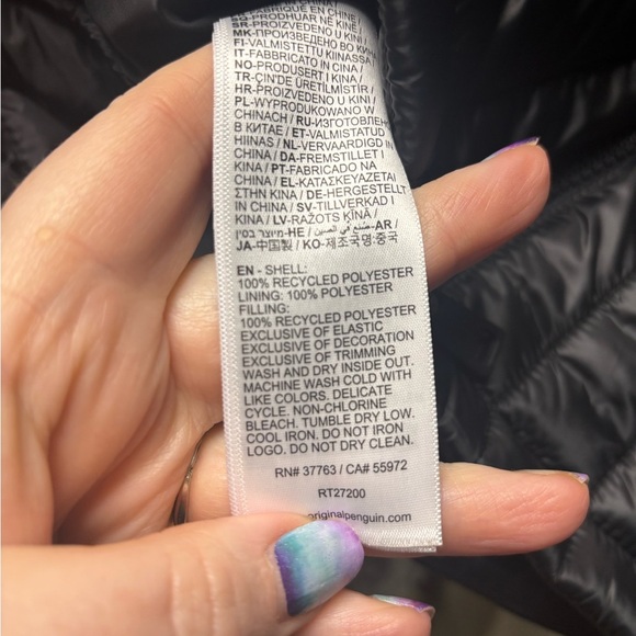 Penguin Vertical Channel Puffer Vest Black New Full Zip Lightweight Size Medium - Picture 8 of 8